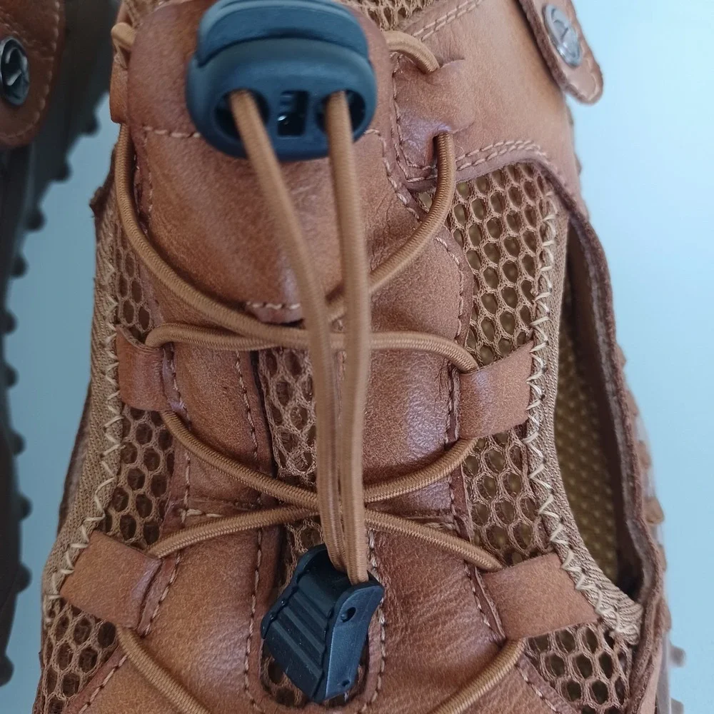 Mens Brown Outdoor Sport Sandals Hiking Water Shoes Bungee Lace EU 44 US 10 NWOT